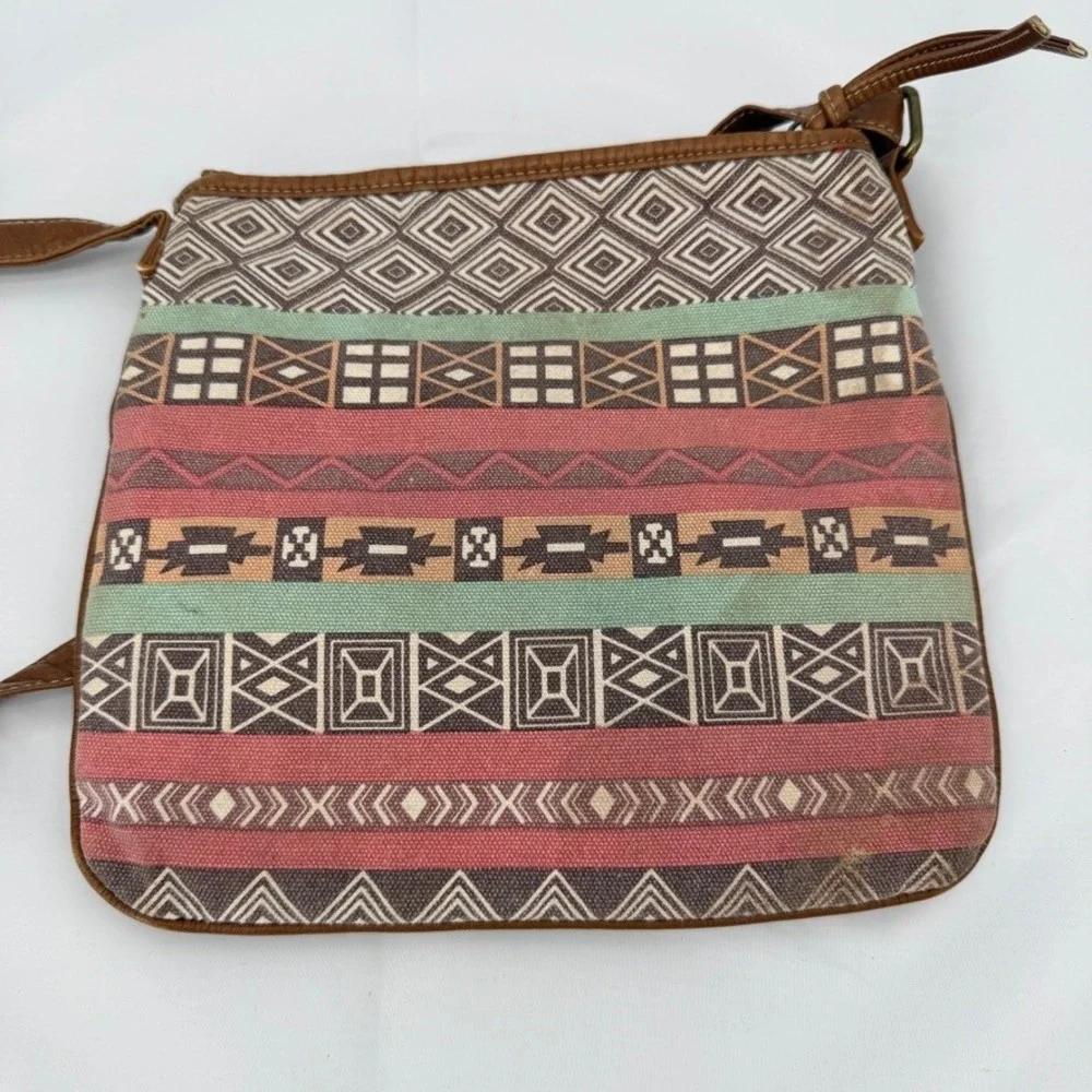 Crossbody Bag Geometric Tribal Print Faux Leather Boho Festival Hippie‎ Aztec